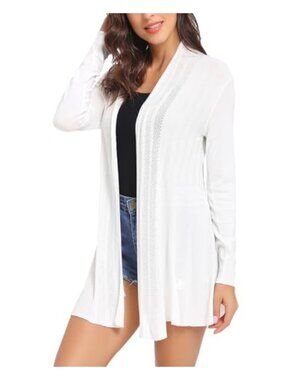 Women's Open Front Cardigan Long Sleeve Lightweight Knit Sweater Casual